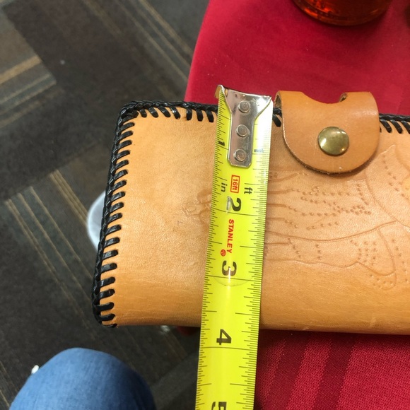 Tan Leather Wallet with Praying Hands Design - Picture 9 of 9